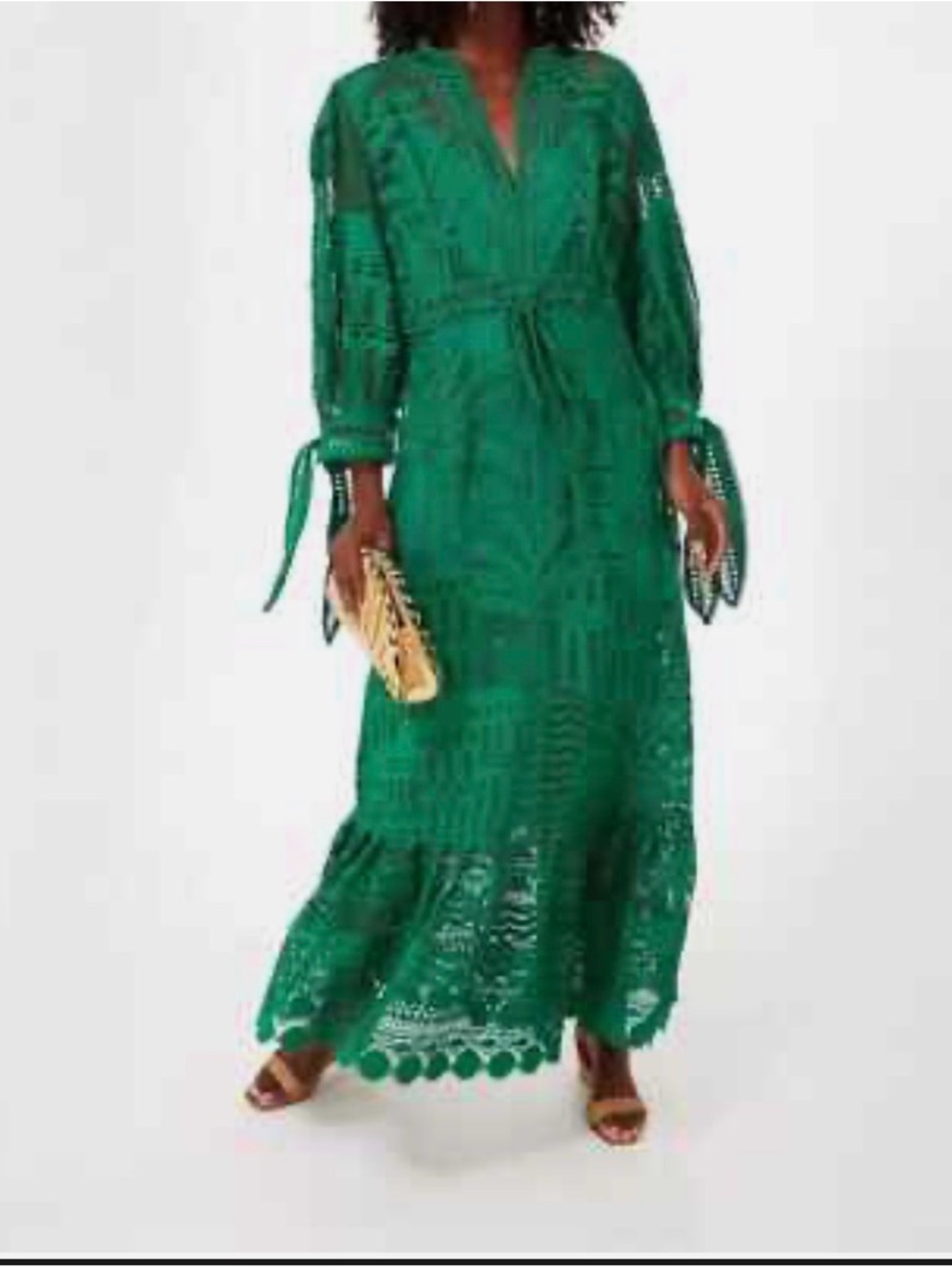 House of Harlow 1960 Emerald Green Crochet Maxi Dress